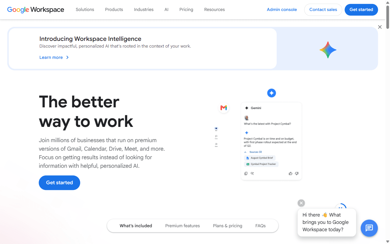 Google Workspace homepage